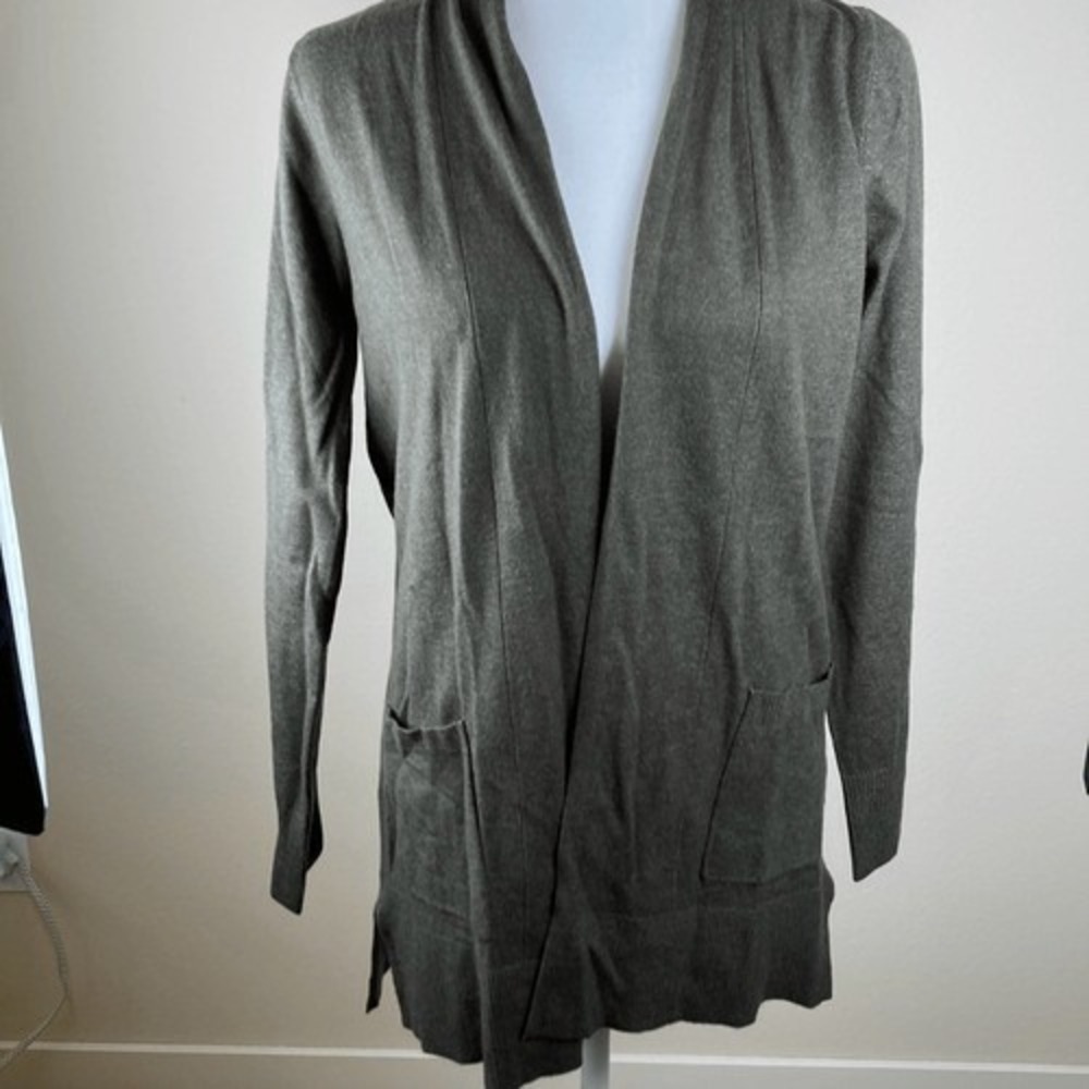 Pink Clover Womens Olive Green Open Front Cardigan Sweater Pockets 51793ST S